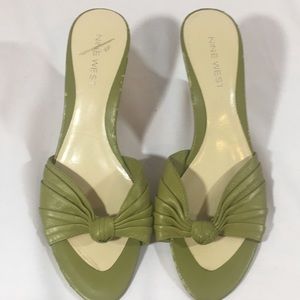 Green wedge open toed sandals